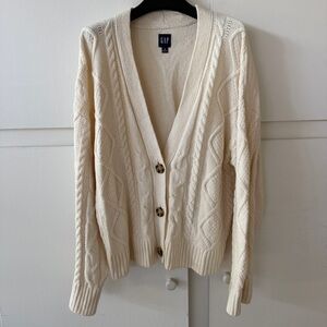 GAP Women's Ivory cream Cable Knit Cardigan